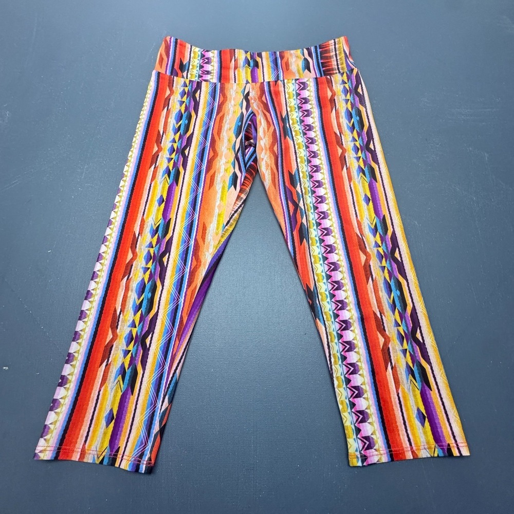 Onzie Girls Size M/L Capri Leggings Multicolor Tribal Aztec Print Yoga Athletic